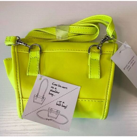 NWT NEW MONDANI NEW YORK XHILARATION BRIGHT YELLOW SHOULDER/BELT BAG PURSE - Picture 2 of 11